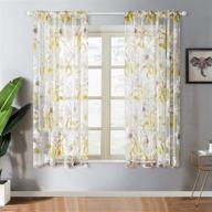 🌸 yokistg short floral sheer curtains 63 inch length rod pocket voile window curtains: elegant white flower design for bedroom & living room - 2 panels logo