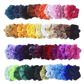 img 4 attached to 🎀 Mcupper Velvet 54Pcs Hair Scrunchies: Elastic Hair Bands for Women & Girls - Assorted Colors Scrunchie Hair Ties & Accessory Set
