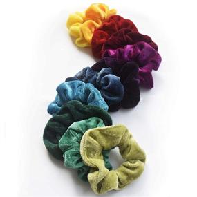 img 1 attached to 🎀 Mcupper Velvet 54Pcs Hair Scrunchies: Elastic Hair Bands for Women & Girls - Assorted Colors Scrunchie Hair Ties & Accessory Set