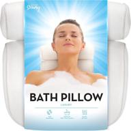 🛁 luxury comfort bath pillow: extra thick spa bath pillows for tub neck and back support with 6 non-slip suction cups - ultra soft 3d air mesh bathtub pillow for soaking bathtubs (15x14 inch, white) logo