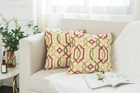 img 3 attached to Pack of 2 SimpleDecor Jacquard Geometric Links Accent Decorative Throw Pillow Covers Cushion Case, Multicolor, 18X18 Inch, Red - YUKORE