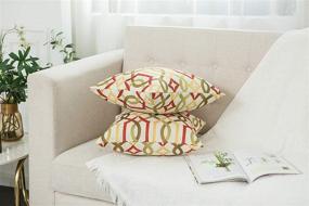 img 2 attached to Pack of 2 SimpleDecor Jacquard Geometric Links Accent Decorative Throw Pillow Covers Cushion Case, Multicolor, 18X18 Inch, Red - YUKORE