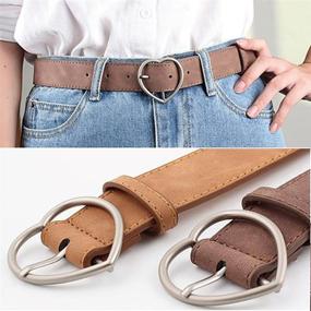 img 3 attached to 👗 Versatile PU Leather Heart Buckle Belt for Women & Men - Adjustable Waist Belt for Dresses, Jeans & More