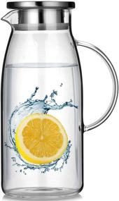 img 3 attached to 🍹 Artcome 60 Ounces Glass Iced Tea Pitcher: Stainless Steel Strainer Lid, Hot/Cold Water Jug, Juice Beverage Carafe