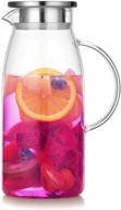 🍹 artcome 60 ounces glass iced tea pitcher: stainless steel strainer lid, hot/cold water jug, juice beverage carafe logo