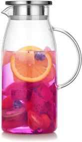 img 4 attached to 🍹 Artcome 60 Ounces Glass Iced Tea Pitcher: Stainless Steel Strainer Lid, Hot/Cold Water Jug, Juice Beverage Carafe