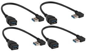 img 4 attached to 🔌 Dreokee Short USB 3.0 Extension Cable, 9-inch 90 Degree Right Angle Male to Female Super Speed Cord (Pack of 4)