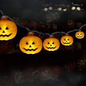 img 4 attached to 10ft 20 LEDs Halloween Pumpkin String Lights, Battery Operated Twinkle Lights - Orange String Lights for Halloween, Thanksgiving, Christmas Decorations - Indoor Outdoor, Halloween Party Supplies