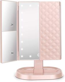 img 4 attached to 🎁 21-LED Trifold Lighted Vanity Makeup Mirror with Touch Screen Dimming, 3x Magnification, Dual Power Options - Perfect Gift for Women