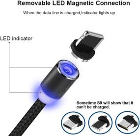 img 2 attached to Керивс Магнитный USB-кабель для зарядки - 3 в 1 быстрая зарядка с LED-подсветкой - Совместим с Android, Micro USB, Type C - Несколько адаптеров - 2 м / 6,6 фт - (1-Черный)