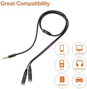 img 1 attached to 🎧 Archeer Headphone Splitter - High-Quality 3.5mm Y Splitter Stereo Audio Cable for Earphones, Headsets - iPhone, Tablets, MP3 Player Compatible