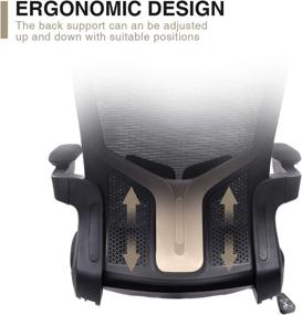 img 3 attached to 🪑 BOSMILLER High Back Ergonomic Office Chair - Breathable Mesh, Adjustable Headrest and Lumbar Support, Flip-Up Arms, Tilt Function, Swivel Computer Desk Chair