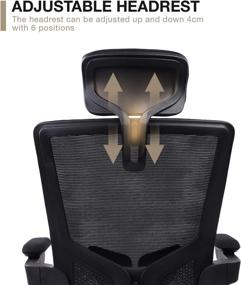 img 2 attached to 🪑 BOSMILLER High Back Ergonomic Office Chair - Breathable Mesh, Adjustable Headrest and Lumbar Support, Flip-Up Arms, Tilt Function, Swivel Computer Desk Chair