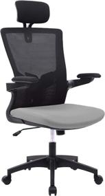 img 4 attached to 🪑 BOSMILLER High Back Ergonomic Office Chair - Breathable Mesh, Adjustable Headrest and Lumbar Support, Flip-Up Arms, Tilt Function, Swivel Computer Desk Chair