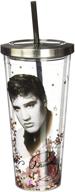 multicolor glitter cup with straw - spoontiques 21301 elvis presley logo