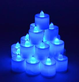 img 1 attached to Samyo Set of 24 Battery Flameless & Smokeless LED Tealight Candles - Blue Candlelight: The Perfect Way to Create Stunning Ambiance