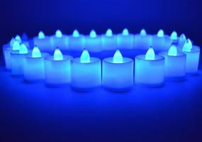 img 3 attached to Samyo Set of 24 Battery Flameless & Smokeless LED Tealight Candles - Blue Candlelight: The Perfect Way to Create Stunning Ambiance