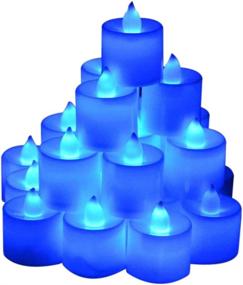 img 4 attached to Samyo Set of 24 Battery Flameless & Smokeless LED Tealight Candles - Blue Candlelight: The Perfect Way to Create Stunning Ambiance