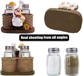 img 2 attached to 👨 Chef Statue Salt and Pepper Shakers Set with Glass Jars - Stylish Spice Organizer for Kitchen, Restaurant, Cafe, and Bakery (Bread) - Perfect Family Gift