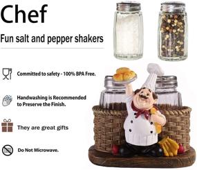 img 3 attached to 👨 Chef Statue Salt and Pepper Shakers Set with Glass Jars - Stylish Spice Organizer for Kitchen, Restaurant, Cafe, and Bakery (Bread) - Perfect Family Gift