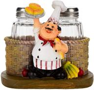 👨 chef statue salt and pepper shakers set with glass jars - stylish spice organizer for kitchen, restaurant, cafe, and bakery (bread) - perfect family gift logo