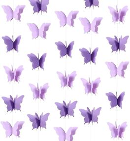 img 4 attached to 🦋 CIEOVO 3D Paper Butterfly Hanging Garland Party Decorations - Purple, 4 Pack - 110 Inch Long Each - Perfect for Weddings, Baby Showers, and Home Decor