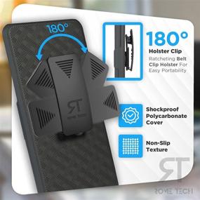 img 2 attached to 📱 Rugged Black Tech Holster Case with Belt Clip for OnePlus Nord N10 5G - Slim & Heavy Duty Phone Cover with Kickstand - Compatible with OnePlus Nord N10 5G