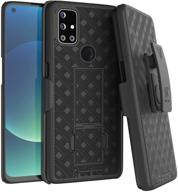 📱 rugged black tech holster case with belt clip for oneplus nord n10 5g - slim & heavy duty phone cover with kickstand - compatible with oneplus nord n10 5g logo