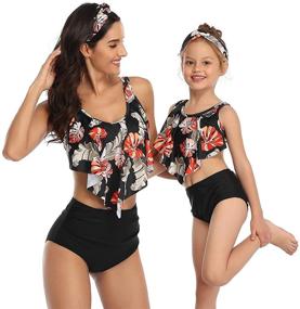 img 3 attached to 👙 Stylish Ruffle Falbala Girls' Two-Piece Bikini Swimwear Set - Perfect Bathing Suits for Kids