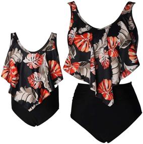 img 4 attached to 👙 Stylish Ruffle Falbala Girls' Two-Piece Bikini Swimwear Set - Perfect Bathing Suits for Kids