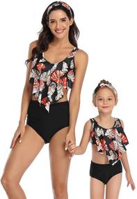 img 2 attached to 👙 Stylish Ruffle Falbala Girls' Two-Piece Bikini Swimwear Set - Perfect Bathing Suits for Kids