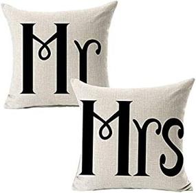 img 1 attached to 🤵 All Smiles Mr Mrs Throw Pillow Covers: Perfect Wedding Bedroom Decor + Home Words Decoration, Set of 2 - 18x18