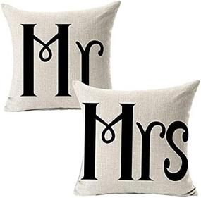 img 4 attached to 🤵 All Smiles Mr Mrs Throw Pillow Covers: Perfect Wedding Bedroom Decor + Home Words Decoration, Set of 2 - 18x18