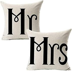 img 2 attached to 🤵 All Smiles Mr Mrs Throw Pillow Covers: Perfect Wedding Bedroom Decor + Home Words Decoration, Set of 2 - 18x18