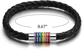img 1 attached to Nanafast Rainbow LGBT Pride Handmade Braided Bracelet - Titanium Stainless Steel Magnet, PU Leather Weave Plaited Jewelry