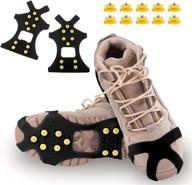 👞 dualf traction cleats, snow grips ice creepers over shoe boot, anti slip 10-studs tpe rubber crampons with 10 complimentary studs, blue/black logo