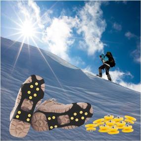 img 2 attached to 👞 DUALF Traction Cleats, Snow Grips Ice Creepers Over Shoe Boot, Anti Slip 10-Studs TPE Rubber Crampons with 10 Complimentary Studs, Blue/Black