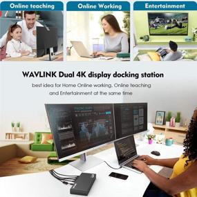 img 2 attached to 🔌 WAVLINK USB C Laptop Docking Station - Single 5K/Dual 4K @ 60Hz Video Outputs for USB C/A Windows (2 HDMI & 2 DP, Gigabit Ethernet, 6 USB 3.0) - No Charging Support for PC