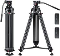 📷 raubay 70.8" professional heavy-duty video camera tripod with fluid head and 2 qr plates for dslr camcorder, max load 17.6lbs, aluminum twin tube leg with mid-level spreader - innovative tilt tension design logo