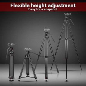 img 1 attached to 📷 RAUBAY 70.8" Professional Heavy-Duty Video Camera Tripod with Fluid Head and 2 QR Plates for DSLR Camcorder, Max Load 17.6lbs, Aluminum Twin Tube Leg with Mid-Level Spreader - Innovative Tilt Tension Design
