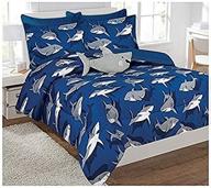 🦈 new twin comforter set for boys - shark design in light blue and grey logo