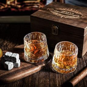 img 2 attached to Premium Whiskey Gifts for Men: Whiskey Glass Set in Wooden 🥃 Box with 8 Granite Rocks Chilling Stones, Including 2 Free Wooden Coasters (Upgraded)