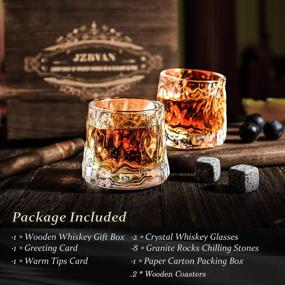 img 1 attached to Premium Whiskey Gifts for Men: Whiskey Glass Set in Wooden 🥃 Box with 8 Granite Rocks Chilling Stones, Including 2 Free Wooden Coasters (Upgraded)