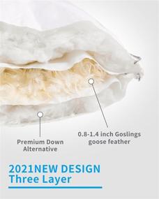img 3 attached to 2021 New 3-Level Design King Size Sunsle Down Feather Bed Pillow for Side Sleepers - Cooling, Soft and Firm 2 Pack, Goose Down Filling with Down Alternative Out Layer