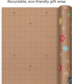 img 2 attached to 🎁 Hallmark Sustainable Kraft Wrapping Paper: Bright and Bold Christmas Edition - Cut Lines on Reverse (3 Rolls: 90 sq. ft. ttl) Snowflakes, Pink Trees, and "All Kinds of Merry