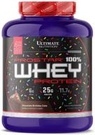 🍰 протеиновый порошок ultimate nutrition prostar whey protein blend - низкоуглеводный, дружественный кето, 25г протеина, 80 порций, шоколадный торт на дне рождения, 5 фунтов. логотип