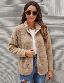 img 2 attached to Женская одежда: Oversized Fleece кардиган с карманами - стильная верхняя одежда