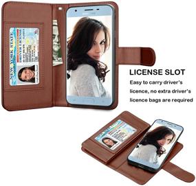 img 2 attached to 📱 Njjex Wallet Case for Samsung Galaxy J7 2018/J7 Refine/J7 V 2nd Gen/J7 Aero/J7 Aura/J7 Top/J7 Crown/J7 Eon/J7 Star - Brown PU Leather Card Slots Holder Kickstand Flip Cover Case with Lanyard