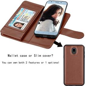 img 1 attached to 📱 Njjex Wallet Case for Samsung Galaxy J7 2018/J7 Refine/J7 V 2nd Gen/J7 Aero/J7 Aura/J7 Top/J7 Crown/J7 Eon/J7 Star - Brown PU Leather Card Slots Holder Kickstand Flip Cover Case with Lanyard