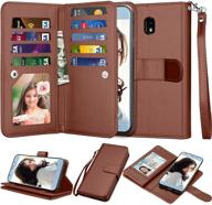 📱 njjex wallet case for samsung galaxy j7 2018/j7 refine/j7 v 2nd gen/j7 aero/j7 aura/j7 top/j7 crown/j7 eon/j7 star - brown pu leather card slots holder kickstand flip cover case with lanyard logo